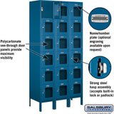 12" Wide Six Tier Box Style See-Through Metal Locker - 3 Wide - 6 Feet High - 15" Deep by Salsbury