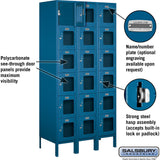 12" Wide Six Tier Box Style See-Through Metal Locker - 3 Wide - 6 Feet High - 18" Deep by Salsbury