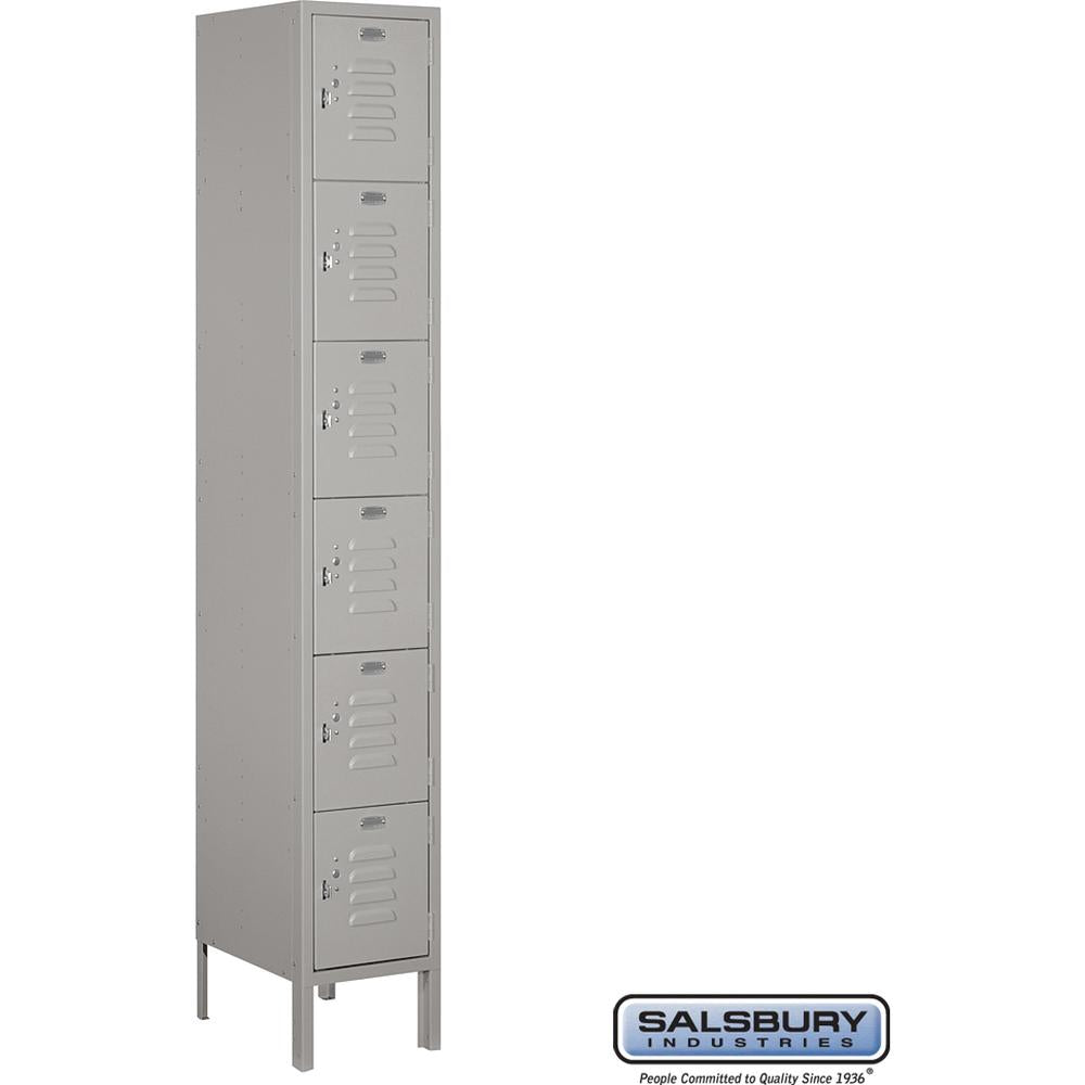 12" Wide Six Tier Box Style Standard Metal Locker - 1 Wide - 6 Feet High - 15" Deep by Salsbury