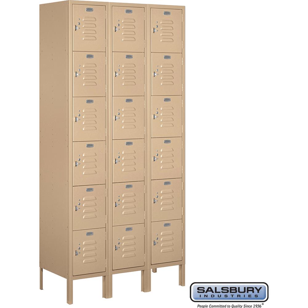 12" Wide Six Tier Box Style Standard Metal Locker - 3 Wide - 6 Feet High - 15" Deep by Salsbury