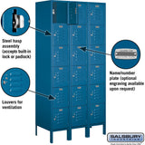 12" Wide Six Tier Box Style Standard Metal Locker - 3 Wide - 6 Feet High - 18" Deep by Salsbury
