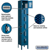12" Wide Six Tier Box Style Vented Metal Locker - 1 Wide - 6 Feet High - 12" Deep by Salsbury