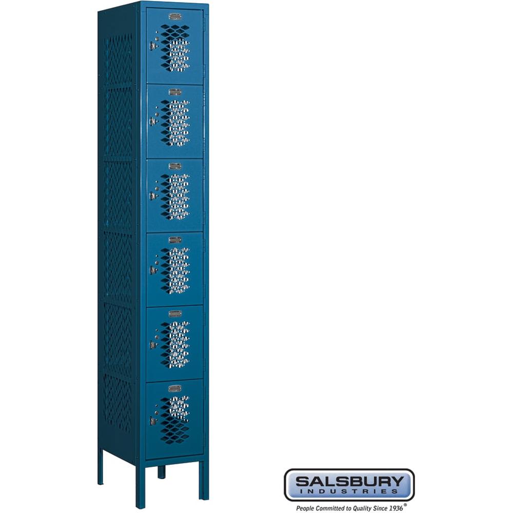 12" Wide Six Tier Box Style Vented Metal Locker - 1 Wide - 6 Feet High - 15" Deep by Salsbury