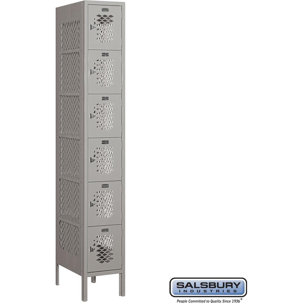 12" Wide Six Tier Box Style Vented Metal Locker - 1 Wide - 6 Feet High - 18" Deep by Salsbury