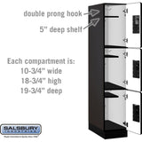 12" Wide Triple Tier Designer Wood Locker - 1 Wide - 5 Feet High - 21" Deep by Salsbury