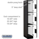 12" Wide Triple Tier Designer Wood Locker - 1 Wide - 6 Feet High - 21" Deep by Salsbury