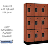 12" Wide Triple Tier Designer Wood Locker - 3 Wide - 5 Feet High - 15" Deep by Salsbury