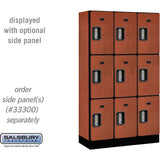12" Wide Triple Tier Designer Wood Locker - 3 Wide - 5 Feet High - 15" Deep by Salsbury