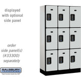 12" Wide Triple Tier Designer Wood Locker - 3 Wide - 5 Feet High - 15" Deep by Salsbury