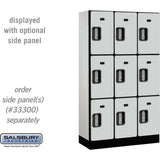 12" Wide Triple Tier Designer Wood Locker - 3 Wide - 5 Feet High - 15" Deep by Salsbury