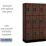 12" Wide Triple Tier Designer Wood Locker - 3 Wide - 5 Feet High - 15" Deep by Salsbury