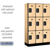 12" Wide Triple Tier Designer Wood Locker - 3 Wide - 5 Feet High - 15" Deep by Salsbury
