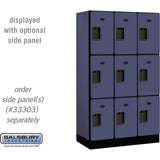12" Wide Triple Tier Designer Wood Locker - 3 Wide - 5 Feet High - 18" Deep by Salsbury