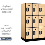 12" Wide Triple Tier Designer Wood Locker - 3 Wide - 5 Feet High - 21" Deep by Salsbury