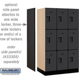 12" Wide Triple Tier Designer Wood Locker - 3 Wide - 5 Feet High - 21" Deep by Salsbury