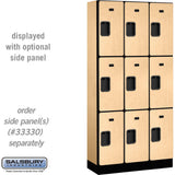12" Wide Triple Tier Designer Wood Locker - 3 Wide - 6 Feet High - 15" Deep by Salsbury