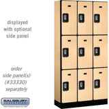 12" Wide Triple Tier Designer Wood Locker - 3 Wide - 6 Feet High - 15" Deep by Salsbury