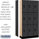 12" Wide Triple Tier Designer Wood Locker - 3 Wide - 6 Feet High - 15" Deep by Salsbury