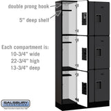 12" Wide Triple Tier Designer Wood Locker - 3 Wide - 6 Feet High - 15" Deep by Salsbury