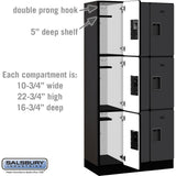 12" Wide Triple Tier Designer Wood Locker - 3 Wide - 6 Feet High - 18" Deep by Salsbury
