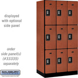 12" Wide Triple Tier Designer Wood Locker - 3 Wide - 6 Feet High - 21" Deep by Salsbury