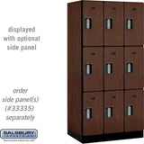 12" Wide Triple Tier Designer Wood Locker - 3 Wide - 6 Feet High - 21" Deep by Salsbury