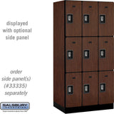 12" Wide Triple Tier Designer Wood Locker - 3 Wide - 6 Feet High - 21" Deep by Salsbury