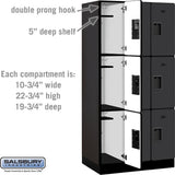 12" Wide Triple Tier Designer Wood Locker - 3 Wide - 6 Feet High - 21" Deep by Salsbury