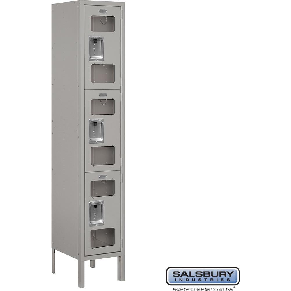 12" Wide Triple Tier See-Through Metal Locker - 1 Wide - 5 Feet High - 12" Deep by Salsbury