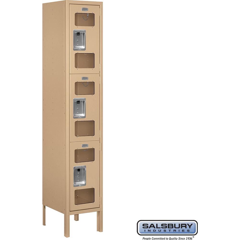 12" Wide Triple Tier See-Through Metal Locker - 1 Wide - 5 Feet High - 12" Deep by Salsbury
