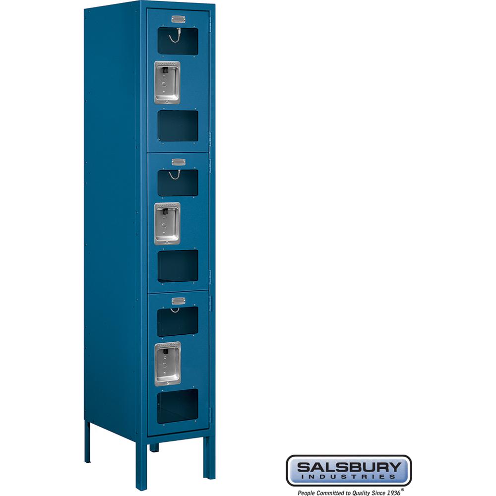 12" Wide Triple Tier See-Through Metal Locker - 1 Wide - 5 Feet High - 15" Deep by Salsbury