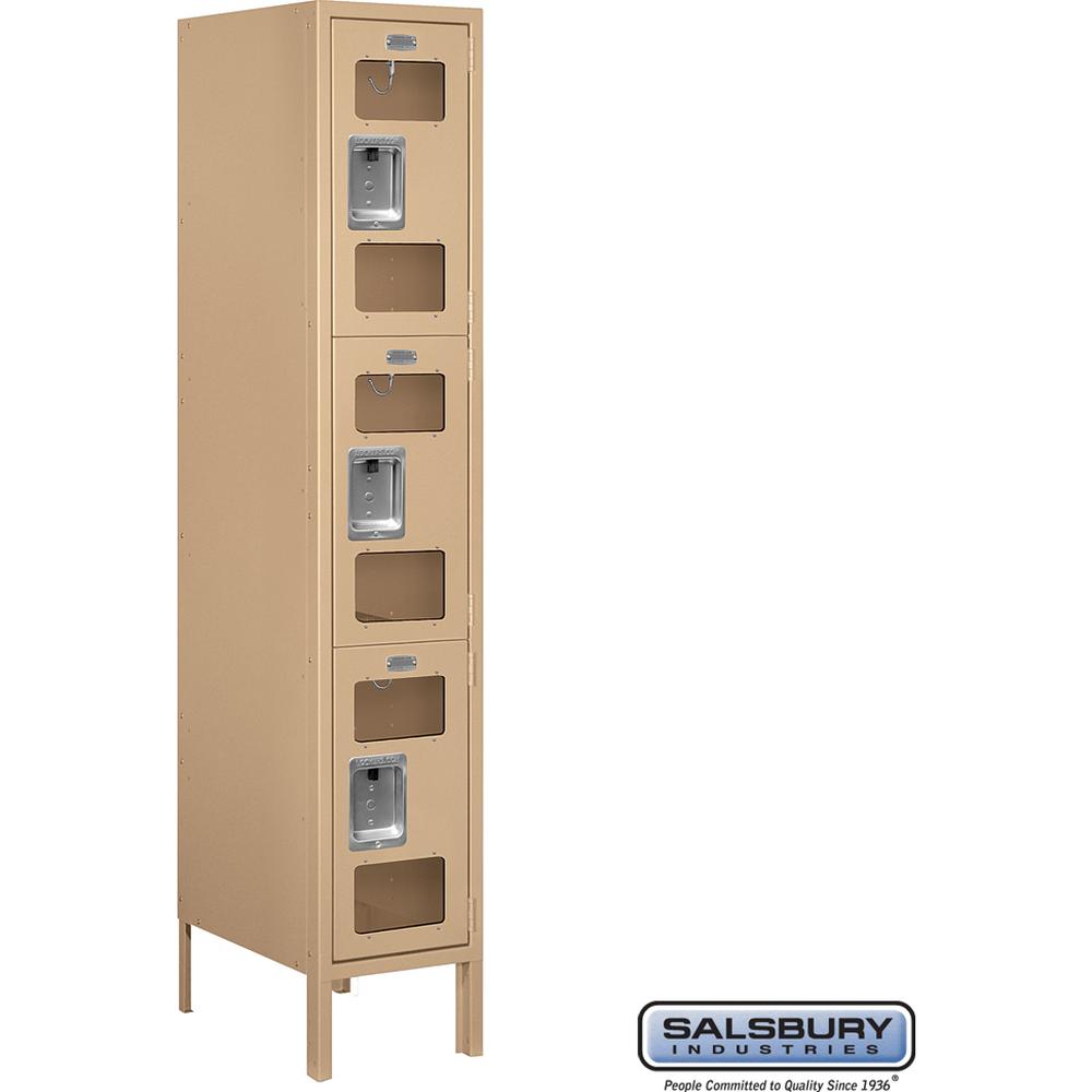 12" Wide Triple Tier See-Through Metal Locker - 1 Wide - 5 Feet High - 18" Deep by Salsbury