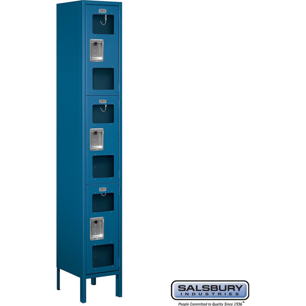 12" Wide Triple Tier See-Through Metal Locker - 1 Wide - 6 Feet High - 12" Deep by Salsbury