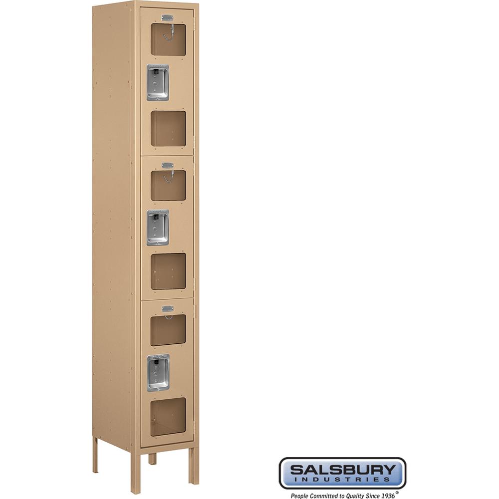 12" Wide Triple Tier See-Through Metal Locker - 1 Wide - 6 Feet High - 12" Deep by Salsbury