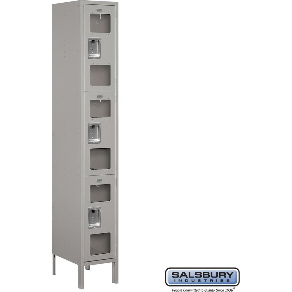 12" Wide Triple Tier See-Through Metal Locker - 1 Wide - 6 Feet High - 15" Deep by Salsbury