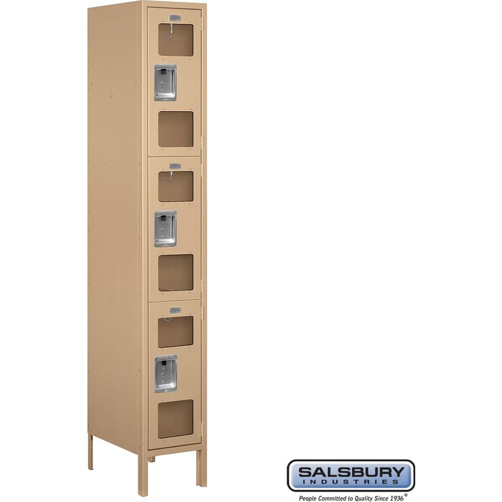 12" Wide Triple Tier See-Through Metal Locker - 1 Wide - 6 Feet High - 18" Deep by Salsbury