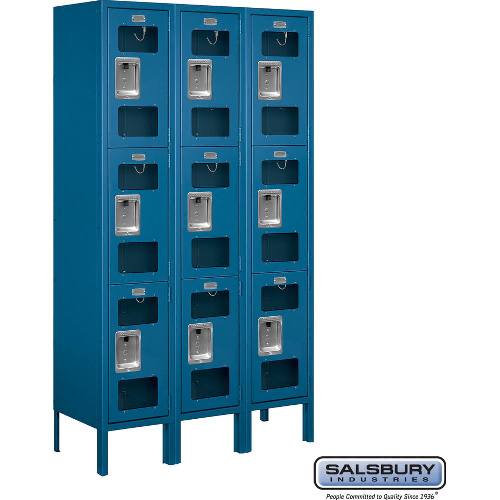 12" Wide Triple Tier See-Through Metal Locker - 3 Wide - 5 Feet High - 12" Deep by Salsbury