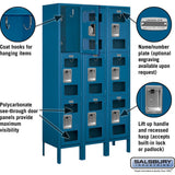 12" Wide Triple Tier See-Through Metal Locker - 3 Wide - 5 Feet High - 12" Deep by Salsbury