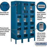 12" Wide Triple Tier See-Through Metal Locker - 3 Wide - 5 Feet High - 15" Deep by Salsbury