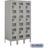 12" Wide Triple Tier See-Through Metal Locker - 3 Wide - 5 Feet High - 18" Deep by Salsbury