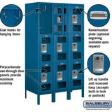 12" Wide Triple Tier See-Through Metal Locker - 3 Wide - 5 Feet High - 18" Deep by Salsbury