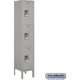 12" Wide Triple Tier Standard Metal Locker - 1 Wide - 5 Feet High - 12" Deep by Salsbury