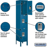 12" Wide Triple Tier Standard Metal Locker - 1 Wide - 5 Feet High - 12" Deep by Salsbury