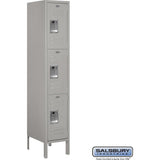 12" Wide Triple Tier Standard Metal Locker - 1 Wide - 5 Feet High - 15" Deep by Salsbury