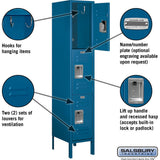 12" Wide Triple Tier Standard Metal Locker - 1 Wide - 5 Feet High - 15" Deep by Salsbury
