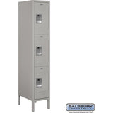 12" Wide Triple Tier Standard Metal Locker - 1 Wide - 5 Feet High - 18" Deep by Salsbury