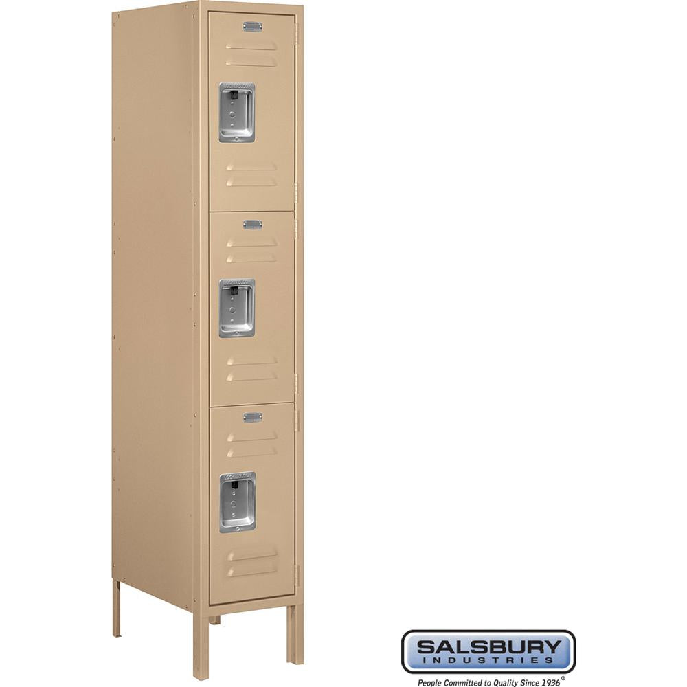 12" Wide Triple Tier Standard Metal Locker - 1 Wide - 5 Feet High - 18" Deep by Salsbury