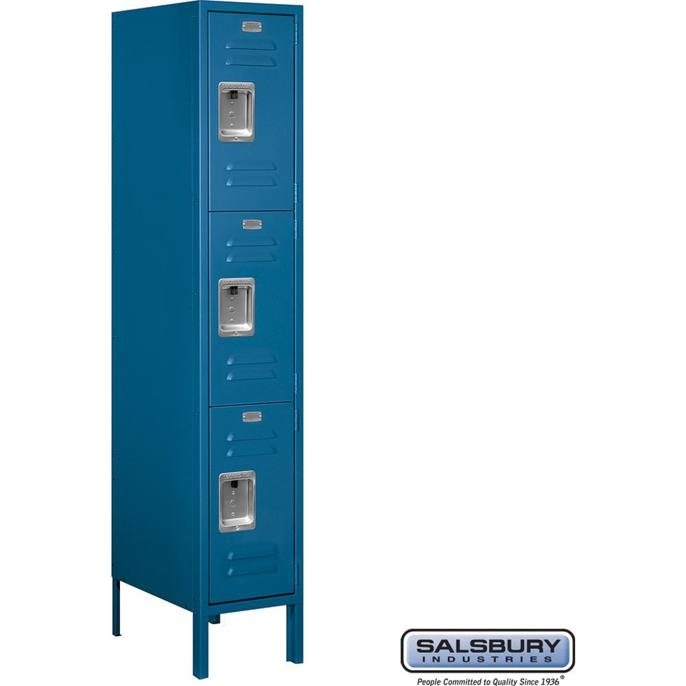 12" Wide Triple Tier Standard Metal Locker - 1 Wide - 5 Feet High - 18" Deep by Salsbury