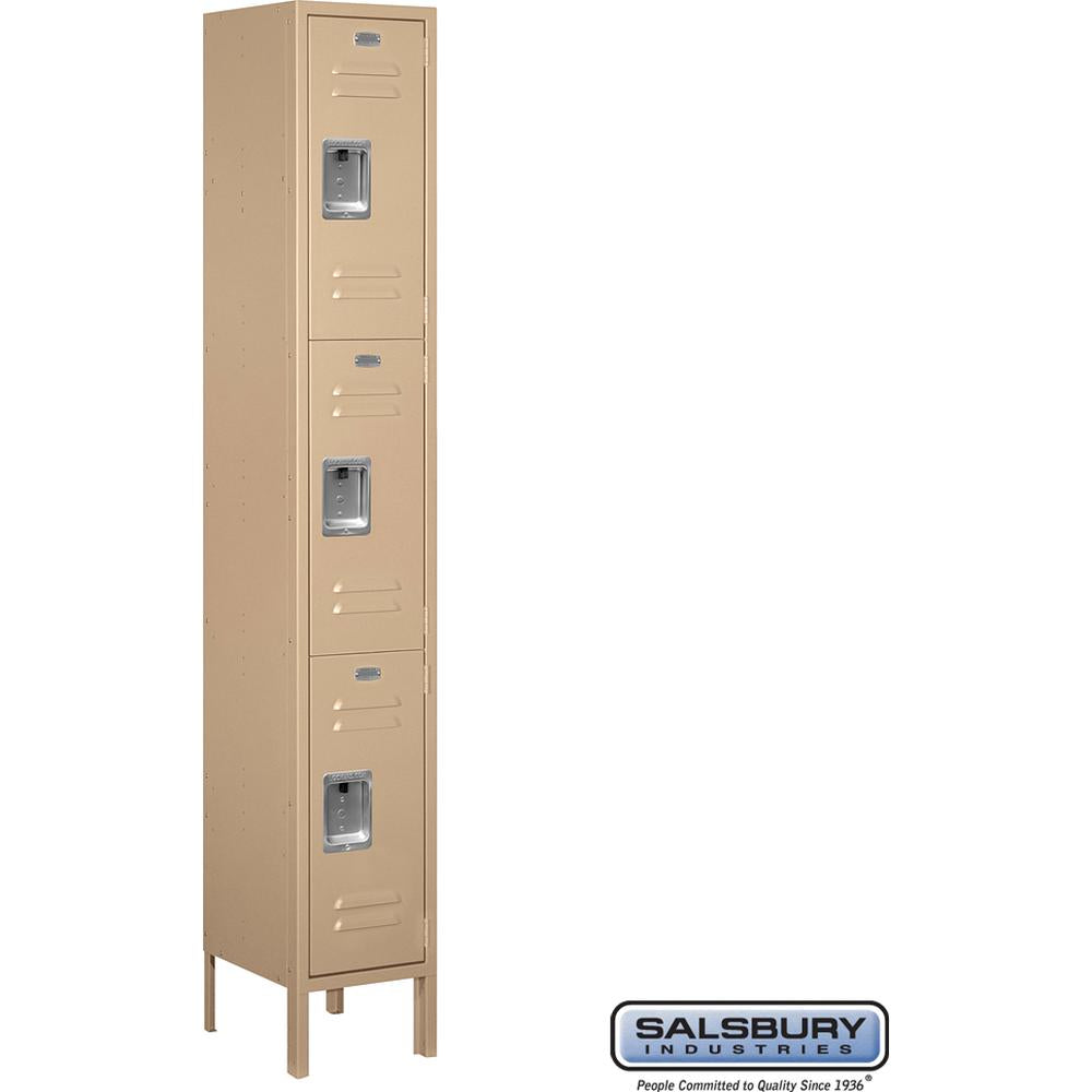 12" Wide Triple Tier Standard Metal Locker - 1 Wide - 6 Feet High - 12" Deep by Salsbury