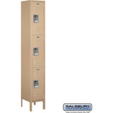 12" Wide Triple Tier Standard Metal Locker - 1 Wide - 6 Feet High - 12" Deep by Salsbury